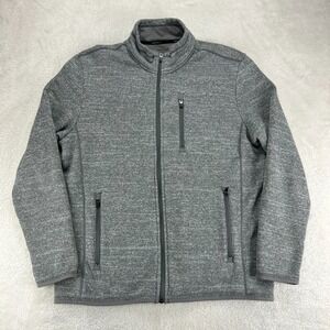 UNTUCKit Kezoh Full-Zip Fleece Sweater Jacket Mens XL Heather Gray Zipper Pocket